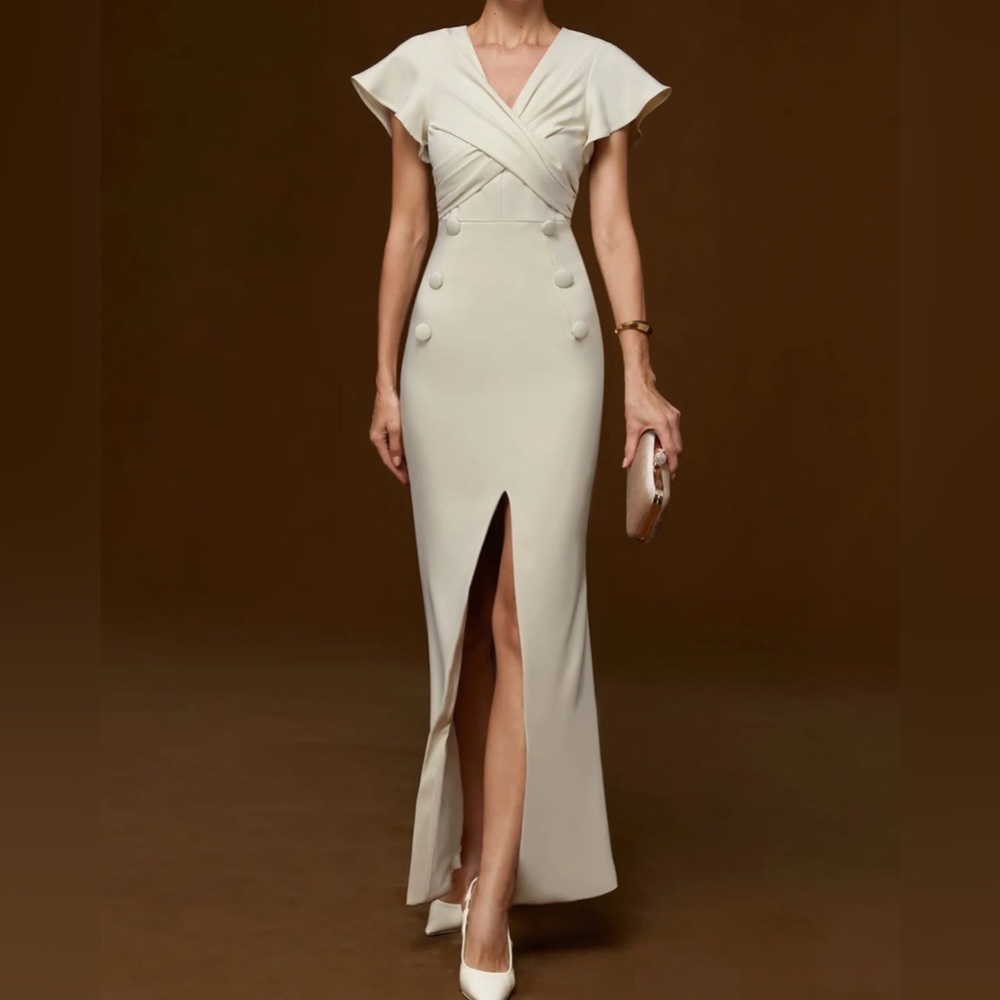 NWT Elegant Cream Maxi Dress Size 4 FeHaute